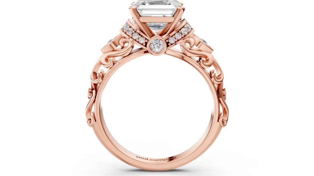 White gold Cushion Cut Diamond Three-Stone Ring
